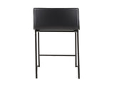 26" Contemporary Counter Stool in Black Metal and Black Faux Leather - Set of 2 B202P222056