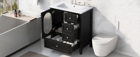 ZUN 30" Bathroom Vanity with Sink, Bathroom Vanity Cabinet with Three Drawers and Door, Solid Wood and N725P185816B