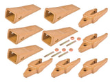 Bucket Shanks 1193204 Teeth 1U3202 with Pins 8E6208 Retainers 8E6209 - 5 Sets 52769713