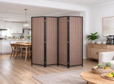 6 Ft Tall Wood Room Divider, 4-Panel Folding Freestanding Privacy Screen for Bedroom & Home Office 70160469