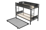 ZUN Metal Twin over twin bunk bed with Trundle/ Sturdy Metal Frame/ Noise-Free Wood Slats/ Comfortable 47449363