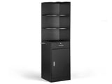 3-Tier Corner Salon Cabinet with 1 Door & 1 Drawer, 15mm E0 Grade Particleboard Matt Black, 75.2" H 45410209