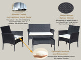 4 PC Rattan Patio Furniture Set Outdoor Patio Cushioned Seat Wicker Sofa W209P149123