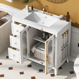 36-inch Bathroom Vanity 2 Soft Close Doors, Solid Wood Frame Modern Bathroom Storage Cabinet N710P223192K