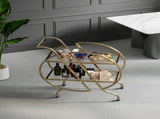 Gold Bar Carts for The Home Bar Serving Cart, Rolling Bar Cart Gold with Lockable Caster Wheels, W3123P480999