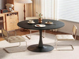 Round Tulip Dining Table, 39.4 Inch Dining Table for 4 People, Melamine Laminated MDF Tabletop with 80710227