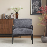 27.56" Modern Accent Chair with Plush Cushions, Minimalist Metal Frame, and Wooden Armrest Design N767P215306R