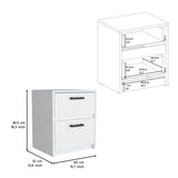 Nightstand 18"H , 2 Drawers with Metal Handles, White B097132931