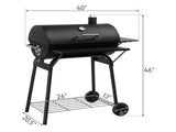 Barrel Charcoal Grill with Side Front Table, 571 Sq. In. Cooking Space, for Outdoor Backyard Patio 18097851