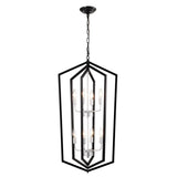 8-Light Farmhouse Kitchen Chandeliers, Matte Black and Sliver Vintage Rustic Cage Light Fixture W1592P210020