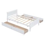 Twin Size Wood Platform Bed with 4 Drawers and Streamlined Headboard & Footboard, White WF308630AAK