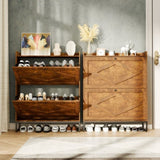 Shoe Storage Cabinet with 2 Flip Drawers for Entryway, Farmhouse Hidden Shoe Cabinet for Entrance 81149461