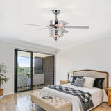 52'' Classical Crystal Ceiling Fan Lamp 5 Reversible Blades for Living Room, Dining Room, Bedroom, W1592P164710