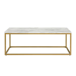 ZUN White Faux Marble Coffee Table Simple Modern 1pc Coffee Tables with 2pcs Table for Living Room and W1708P143243