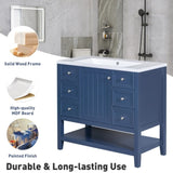 ZUN 36" Bathroom Vanity without Sink, Cabinet Base Only, One Cabinet and three Drawers, Blue WF306244AAC