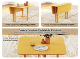 Space-Saving Round Corner Dining Table, Seats 2-4 Natural Wood Tone Foldable Kitchen Table 44050996