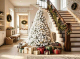 6 FT Snow Flocked Artificial Christmas Tree with 600 Branch Tips, Hinged PVC Xmas Tree Foldable 87635381