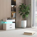 ZUN 1 Set Nightstand with Adjustable LED Strip Light, 2-drawers, Large Storage Space, Suitable for W368P239008