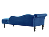 Aijia 60.6" Velvet Chaise Lounge Buttons Tufted Nailhead Trimmed Solid Wood Legs with 1 Pillow,Blue W111740809