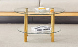 ZUN Contemporary Minimalist Double Layer Tempered Glass Coffee Table - 27.5" Top and 23.6" W1151P234005