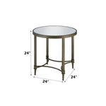 ZUN ACME Aditya End Table, Mirrored & Antique Brass Finish LV02736