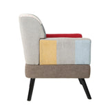 Patchwork Accent Chair, Mid Century Modern Fabric Club Chair for Bedroom Comfy, Colourful Single W561P190124