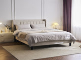 Full Size Velvet Bed Frame with Charging Station and Storage Shelf, Upholstered Platform Bed with 98843546