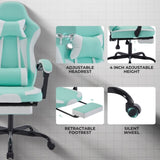 Gaming Chair, Ergonomic Computer Chair with Footrest and Massage Lumbar Support, Height Adjustable W2367P288702