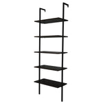 ZUN 5-Shelf Wood Ladder Bookcase with Metal Frame, Industrial 5-Tier Modern Ladder Shelf Wood 64446382