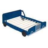 Full Size Car-Shaped Platform Bed with Wheels,Blue WF311753AAC