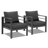 2pcs Single Sofa Grey Frame Dark Grey Cushion Aluminum Frame Sofa 36031504