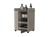 Willow Park Glass Door Bar Cart with Bottle Holder and Casters Light Gray B062111725