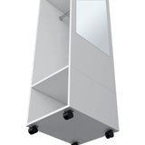 ZUN White 3-Shelf Wardrobe with Mirror and Open Storage B062P227646