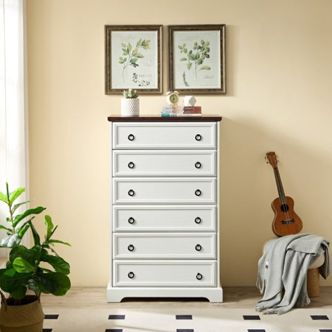 ZUN Modern 6 Drawer Dresser, Dressers for Bedroom, Tall Chest of Drawers Closet Organizers & Storage W2275P149119