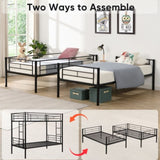 Twin Over Twin Metal Bunk Bed with trundle Black W2297P293753