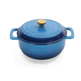 Cast iron 5QT cooking pot - Gradient blue - Includes two silicone gloves - Enamel pot 72431906