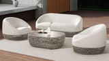 Willow 40.5" Oval Woven Patio Coffee Table, Light Beige Olefin B2719P245998