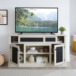 ZUN Embossed Pattern TV Stand, TV and Media Console with Open and Closed Storage Space and sliding door W1758P231682