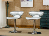 Masaccio Upholstery Airlift Adjustable Swivel Barstool with Chrome Base, Set of 2, Silver T2574P164837