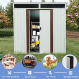 ZUN 6ft x 5ft Outdoor Metal Storage Shed With window White 40346165