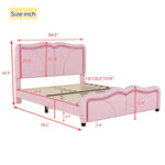 ZUN Full Size Upholstered Platform Bed with Curve Shaped and Height-adjustbale Headboard,LED Light WF323749AAH