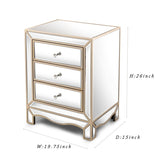 W 19.7" X D 15" X H 26" Champagne mirror 3 drawer cabinet extraction cabinet, multifunctional W100535962