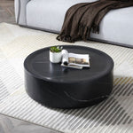 ZUN 39.37'' Black Marble Round Coffee Table Sturdy Fiberglass table for Living Room ,No Need Assembly. W876P154762