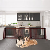 Wooden Pet Gate 3 Panels,Freestanding Length Adjustable 02256176
