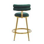 ZUN 27.65'' Modern Counter Stools Set of 2,Dark green velvet Counter Stools with iron Frame,Soft back N780P194940E