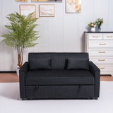 Sleeper Sofa Bed, 3-in-1 Velvet Pull Out Couch with Armrests, Storage Pockets and 2 Pillows, W3138P281569