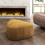Pebble 44" Rounded Triangle Cocktail Ottoman, Mustard Yellow Tweed B2719P238433