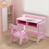Kids Study Desk and Chair Set with Storage, Pink MDF, 60.5*41.5*50cm 42843739