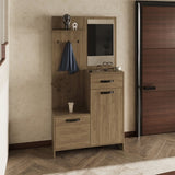 Parker 75" Tall Mirrored Tree Hall with Hangers, Three Shelves, Two Cabinets, One Drawer, Entry way, B200P286967