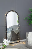 30" x 65" Hand Carved Rose Antique Mirror Frame, Large Arch Mirror Wall Decor for Living Room, W2078126748